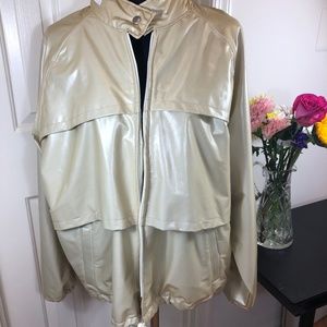 Vintage shiny metallic bomber jacket hooded USA md